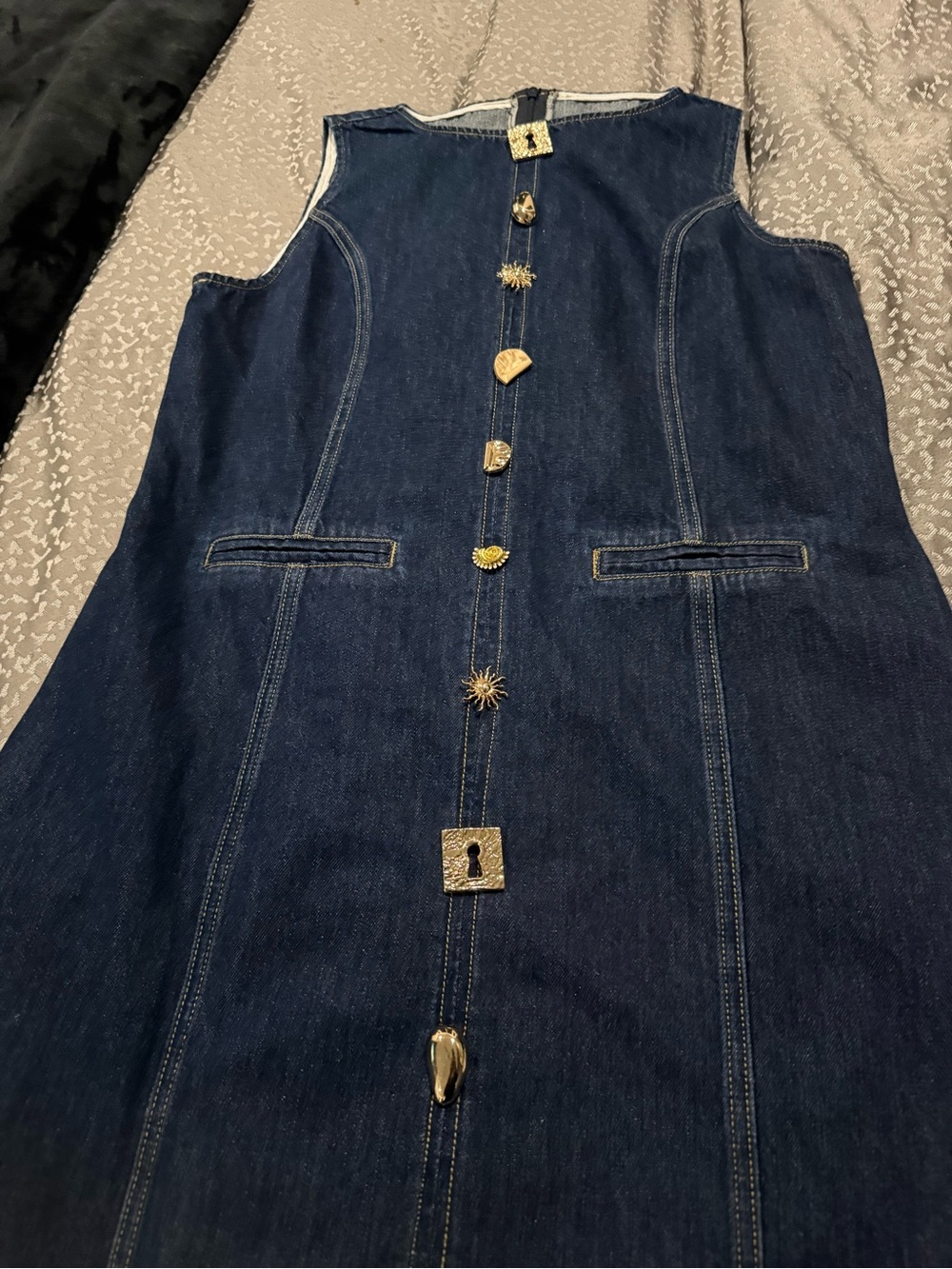 Commense Metal Detail Denim Sleeveless Mini Dress - XL - Picture 12 of 13